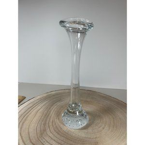 Bo Borgstrom Aseda Sweden Art Glass Tulip Vase Controlled Bubbles Bone Shape VTG